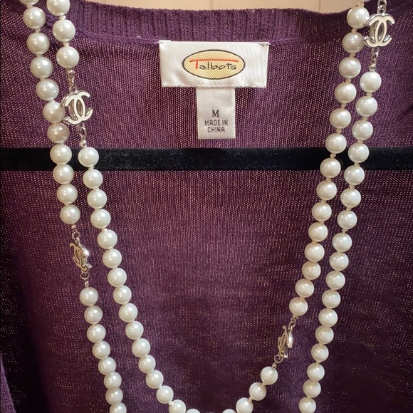 TALBOTS M PURPLE LONG SWEATER CARDIGAN - Picture 2 of 4